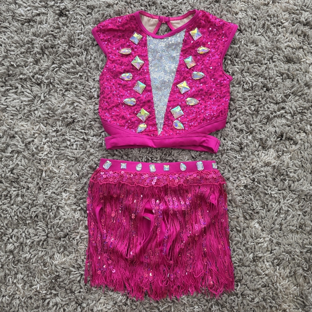 Weissman Gemstone And Fringe Dance Costume Go Get It Size IC - Picture 2 of 8